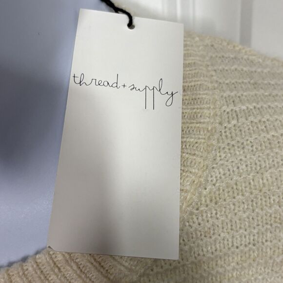 Thread & Supply Striped Sweater Womens M Cream Brown Gray Boxy NWT Coastal - Picture 3 of 11